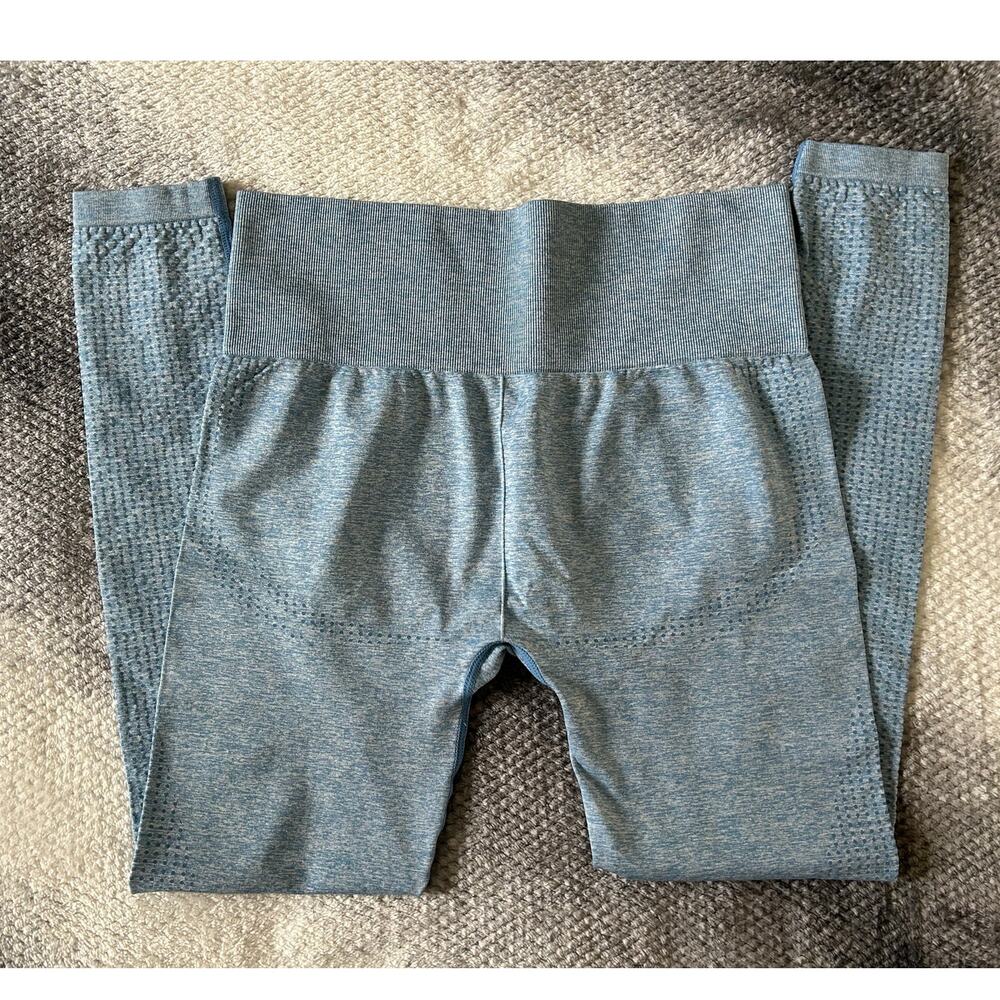 Gymshark Vital Seamless 2.0 Evening Blue Marl 7/8 Length Leggings Size Small - Picture 3 of 10